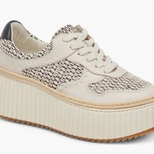 Women's Cream and Black Platform Sneakers